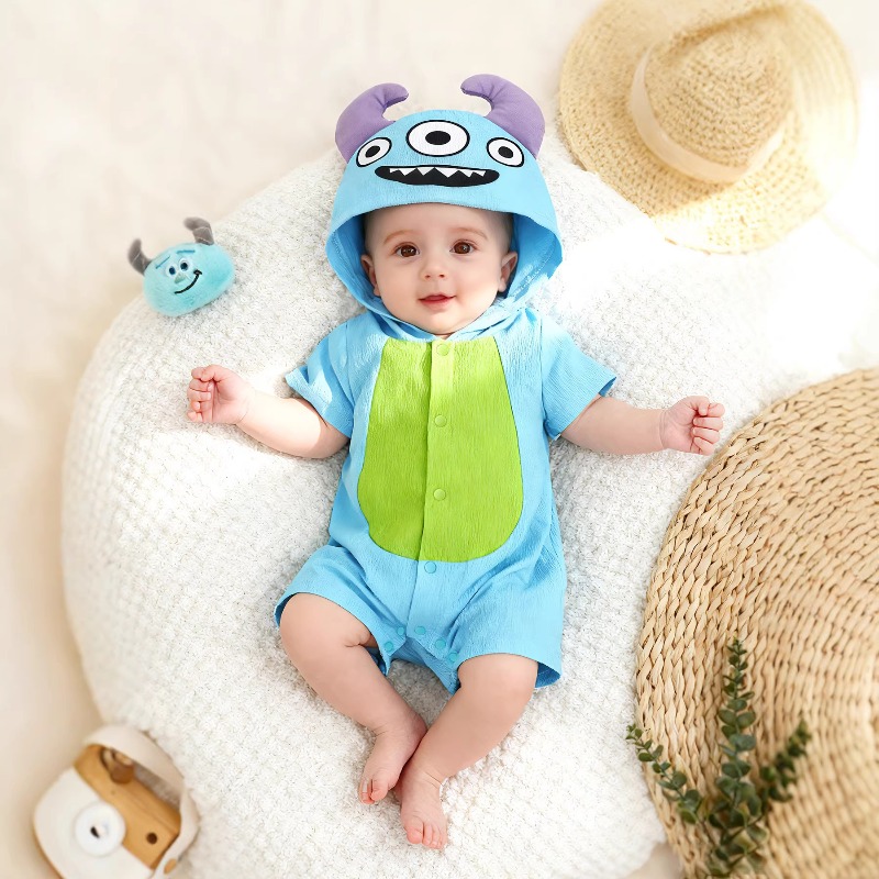 Cotton Baby Onesies Zipper - Macacão de Bebê Recém-Nascido Azul Monstro