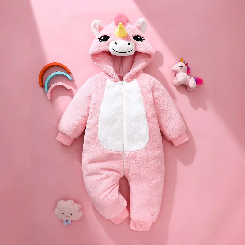 Cotton Baby Onesies Zipper - Macacão de Bebê Recém-Nascido Rosa com