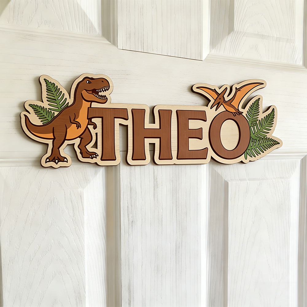 Nursery - Placa de Nome Personalizada de Dinossauro