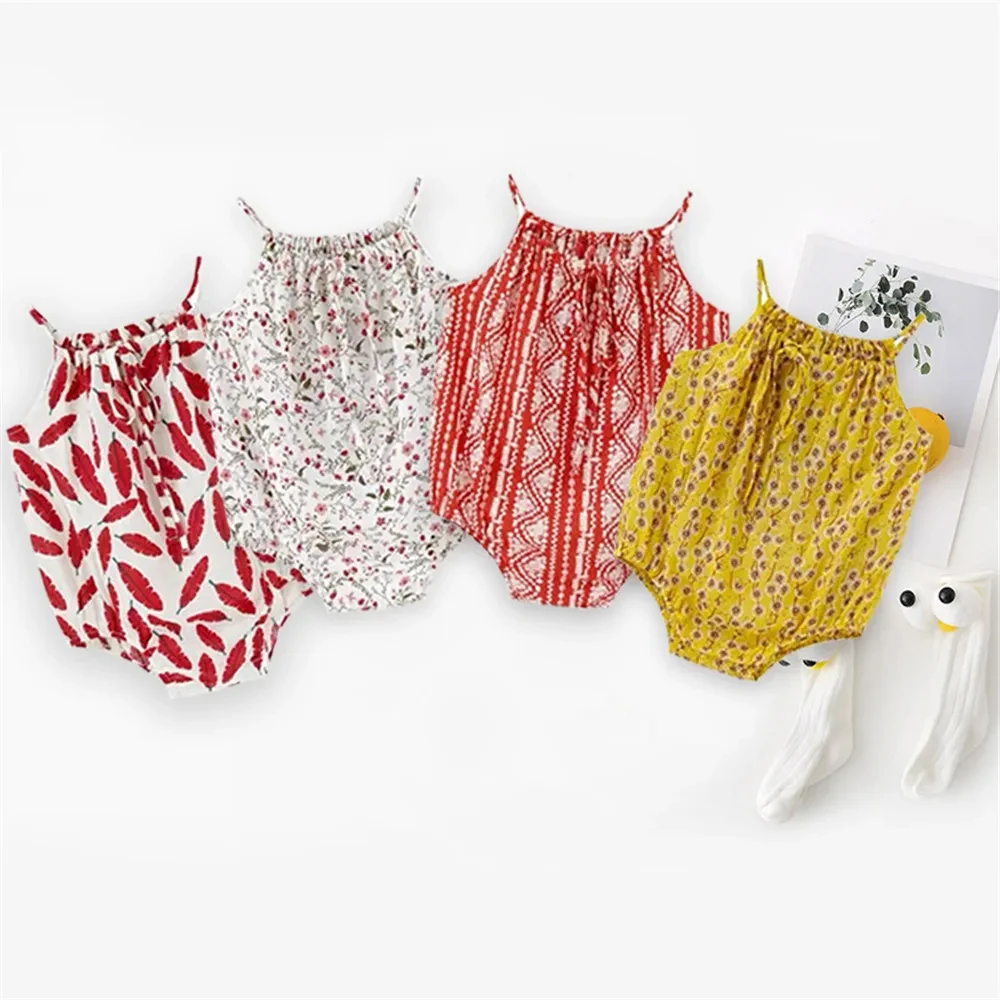 Newborn Baby Girl Romper Floral - Macacão de algodão floral para bebês,