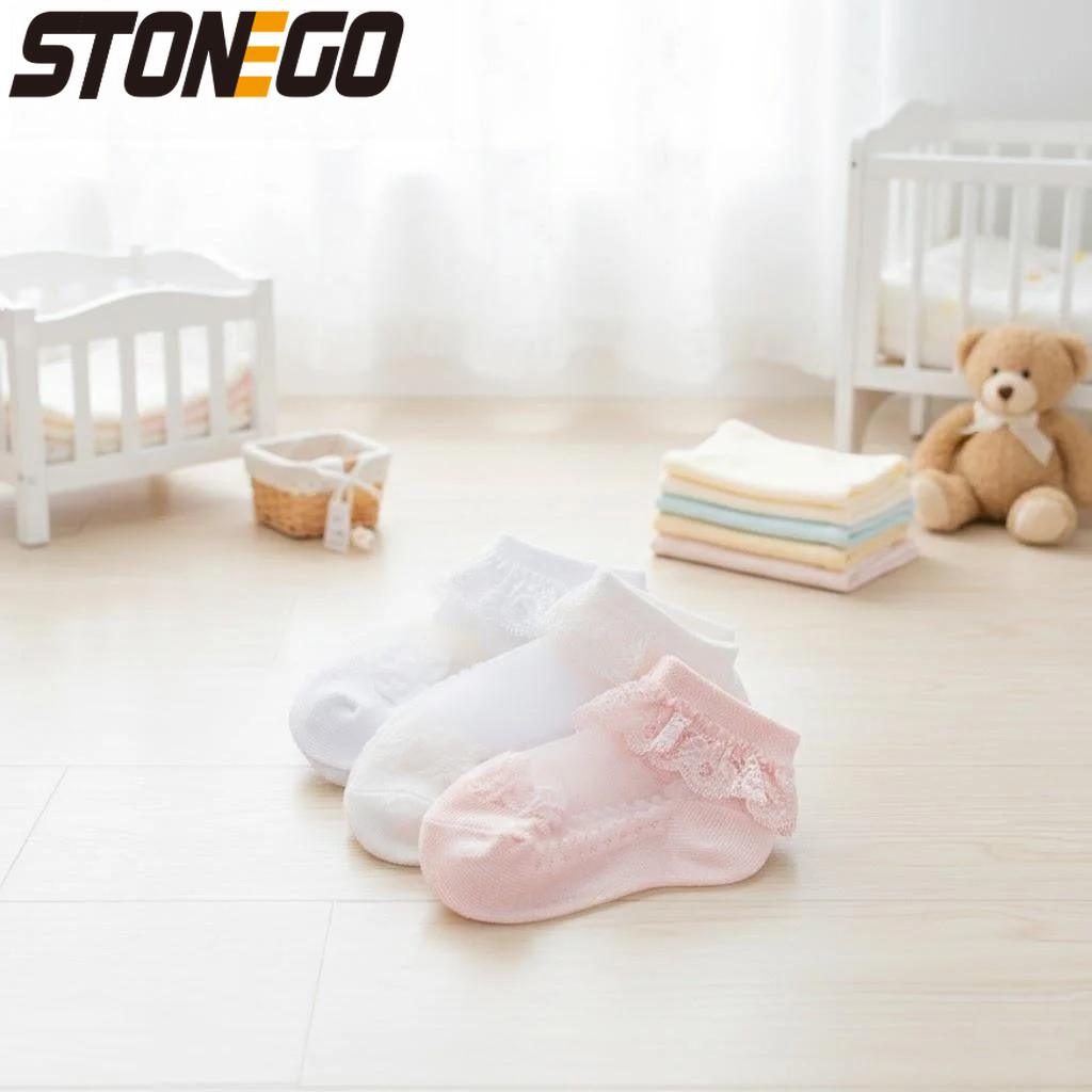 Unisex Baby Socks Non Slip - Meias de Bebê em Renda Floral