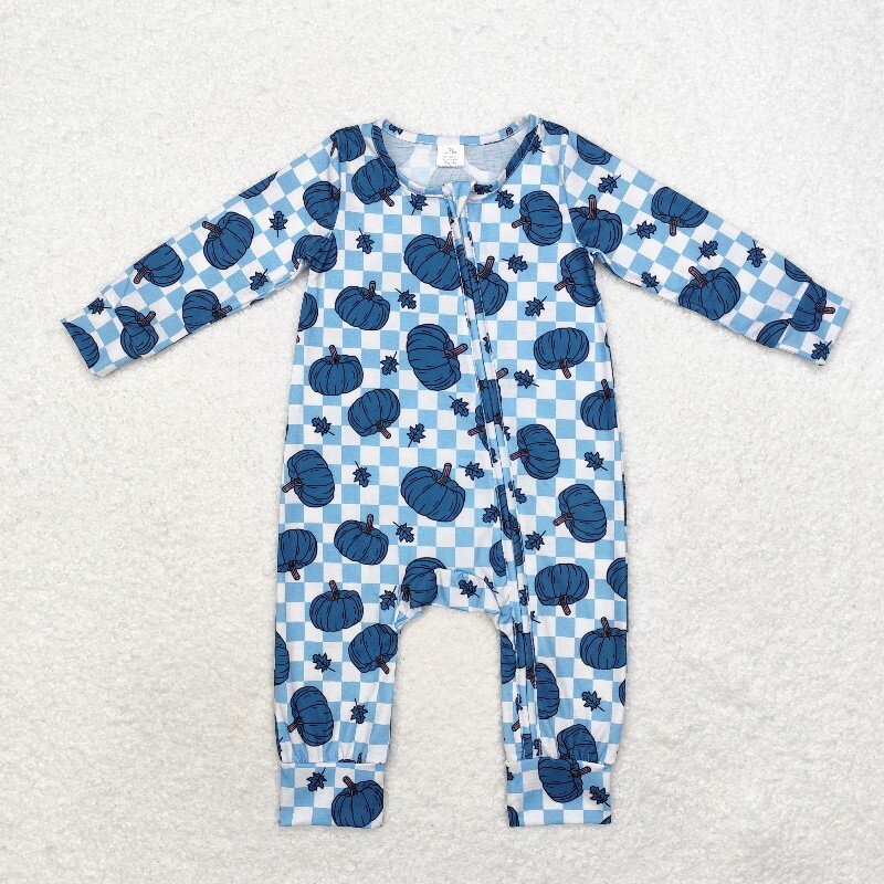 Cotton Baby Onesies Zipper - 8.21 bambu voar azul abóbora folha