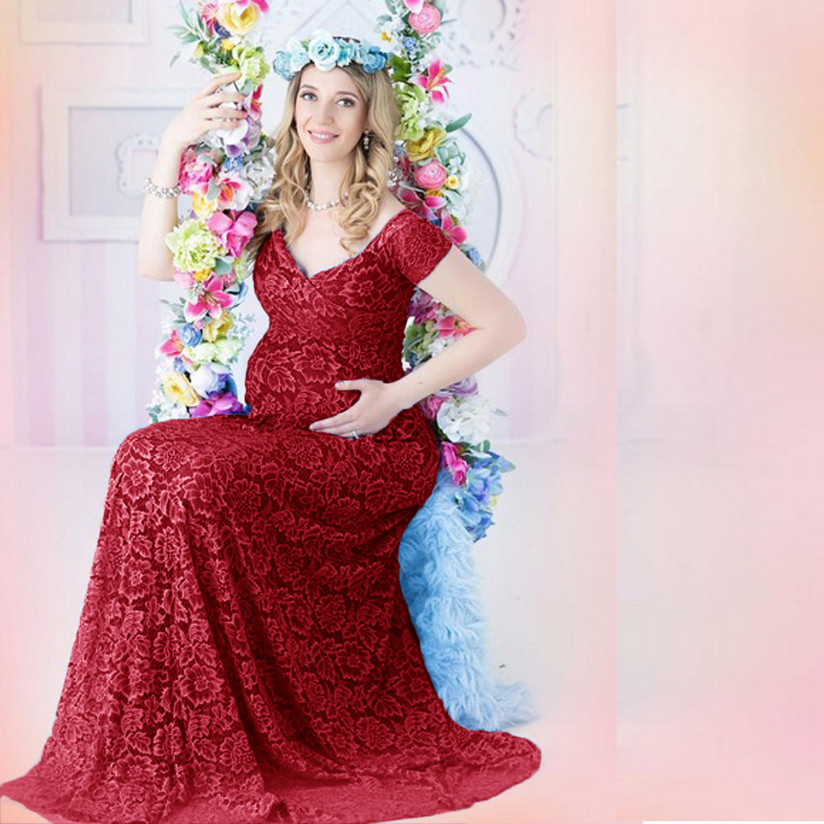 Vestido Maxi de Renda com Mang - Maternity Wear avaliação e preço
